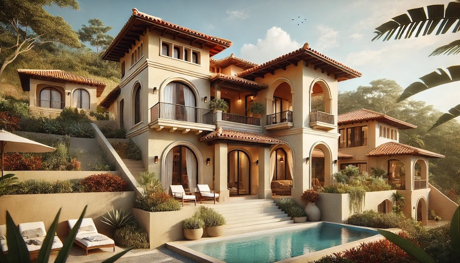 Los Altos del Cacique hillside luxury home illustration